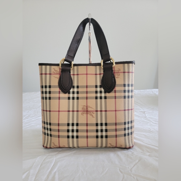 Burberry Signature Logo Haymarket Onslow Top Handle - Picture 1 of 11